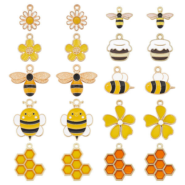 40Pcs 10 Styles Alloy Enamel Pendants
