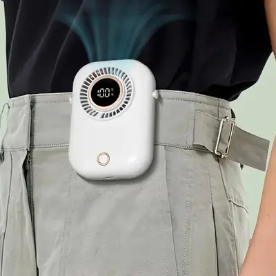 Portable Neck Fan, USB Rechargeable 5-speed Adjustable Airflow Waist Fan, Rechargeable Battery Digital Display Fan, Outdoor ...