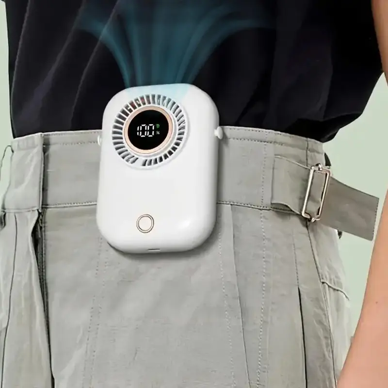 Portable Neck Fan, USB Rechargeable 5-speed Adjustable Airflow Waist Fan, Rechargeable Battery Digital Display Fan, Outdoor ...