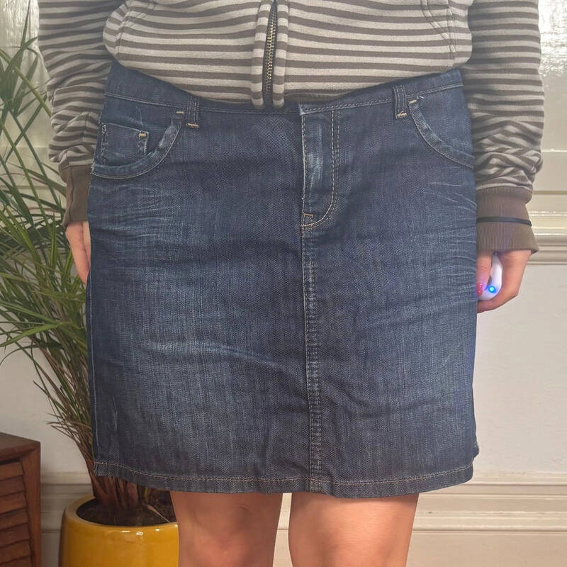 Esprit Mini Denim Skirt - 34W UK 14 Blue Cotton