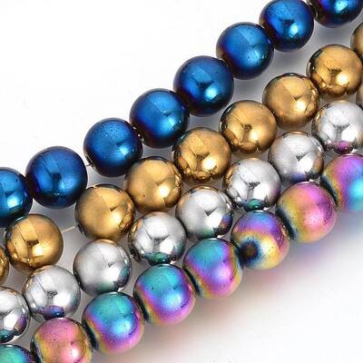 Electroplate Non-magnetic Synthetic Hematite Beads Strands