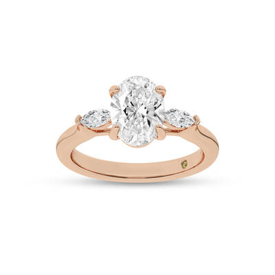 Maui Three Stone Oval Lab Grown Diamond Engagement Ring | 14K Rose Gold 1 3/4 CT. TW.