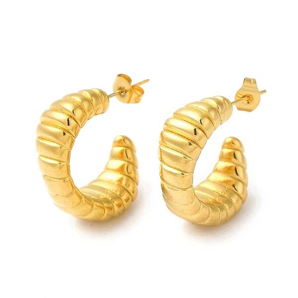 Golden 304 Stainless Steel Stud Earrings