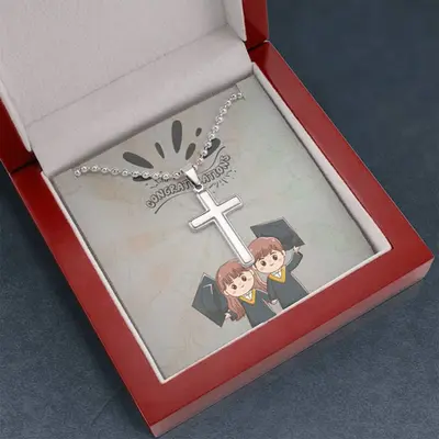 Graduation Joy - Elegant Cross Pendant Necklace Gift Box