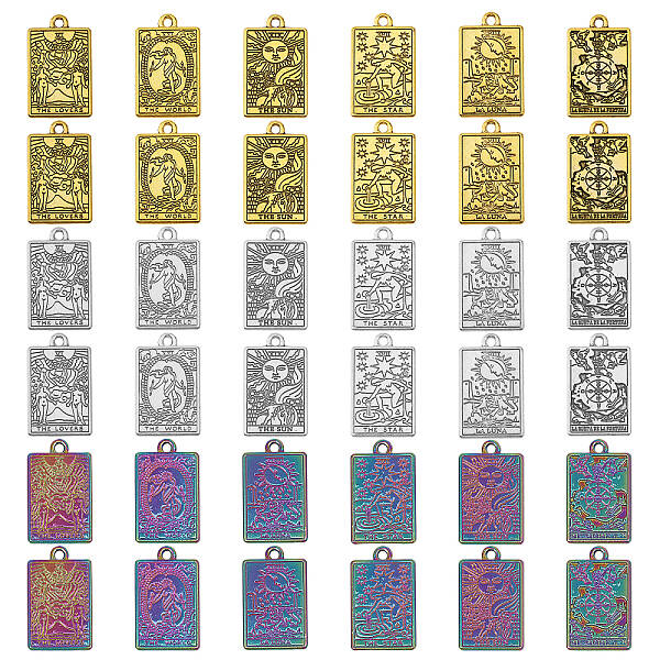 36Pcs 18 Style Zinc Alloy Pendants