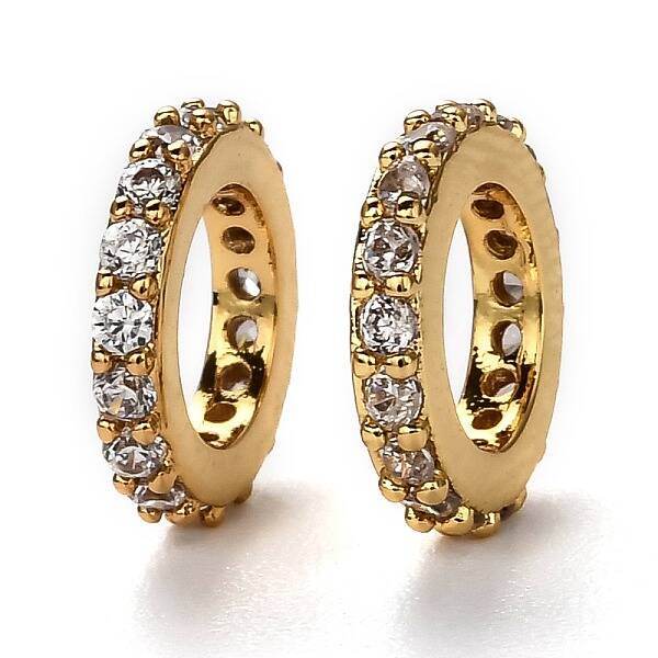 Brass Micro Pave Cubic Zirconia European Beads