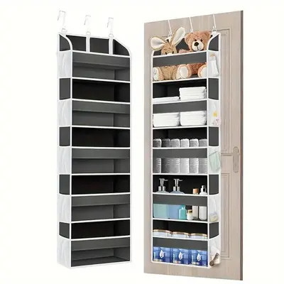 Over The Door Adjustable Hanging Storage Bag, 1 Count 5-layer Hanging Storage Organizer with 5 Large Pockets & 10 Mesh Side P...