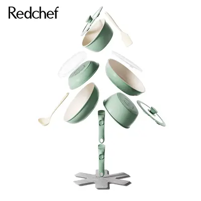 【New Year Sale】Redchef Ceramic Pots and Pans Set, Nonstick Kitchen Cookware Set with Detachable Handle, Non Toxic Cookwar...