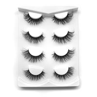 4 Pairs Cat Eye False Eyelashes, Wispy Cat Eye Faux Cluster Lashes, Natural Curling Eye Makeup Strip Lash for Women & Girls