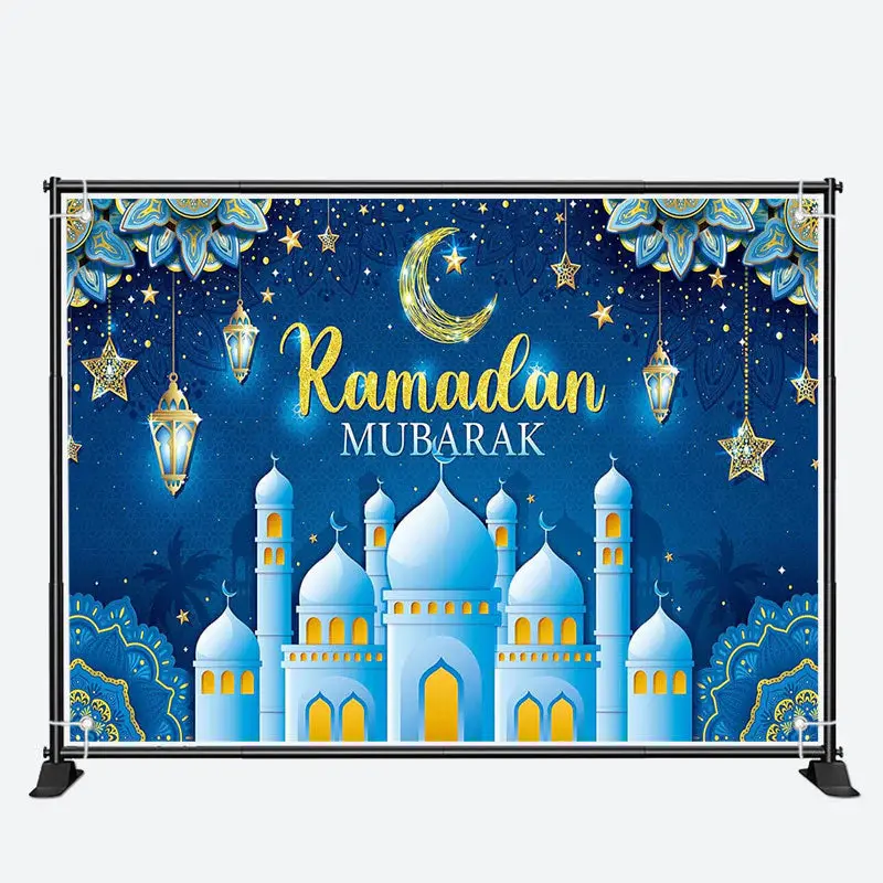 Blue Dome Palace Night Moon Mandala Ramadan Backdrop - Aperturee