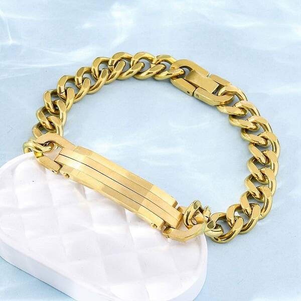 304 Stainless Steel Cuban Link Chain Bracelets for Women Men