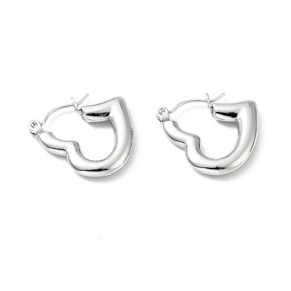 Non-Tarnish 304 Stainless Steel Heart Hoop Earrings for Women