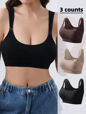 Maternity's Solid Color Removable Nursing Bra, Soft Comfortable Breathable Nursing Bra for Pregnancy & Postpartum, Maternity ...