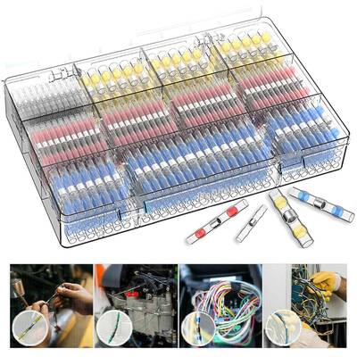 PoDhey 200Counts Solder Seal Wire Connector Heat Shrink Butt Connector Waterproof Insulated Electrical Wire Terminal Sol