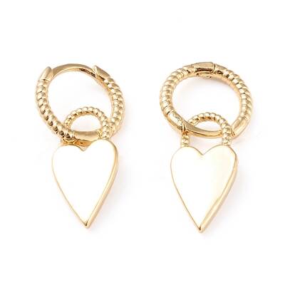 Brass Dangle Huggie Hoop Earrings
