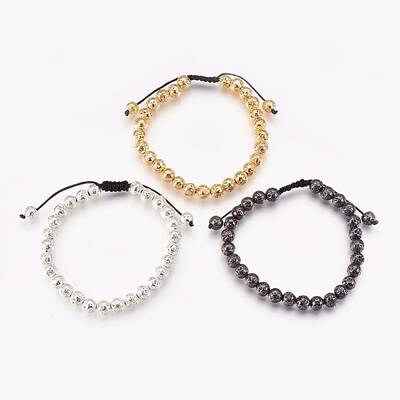 Electroplated Natural Lava Rock Braided Bead Bracelets