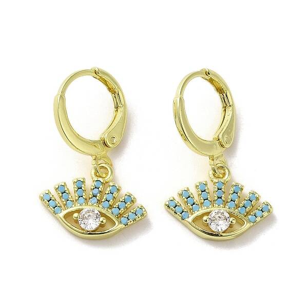 Eye Real 18K Gold Plated Brass Dangle Leverback Earrings