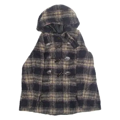 MAX MARA WEEKEND Womens Overcoat Jacket Blue Hooded Plaid M