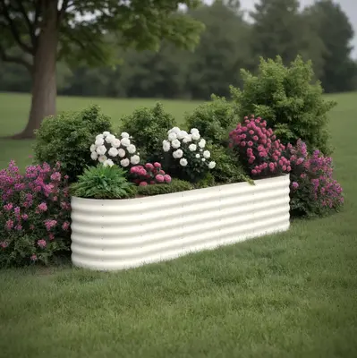 Garvee 8' X 2' X 1.5' Galvanized Steel Raised Garden Beds 2-Pack, Oval Beige Planter Boxes, Rust-Resistant, Open-Base Drainag...