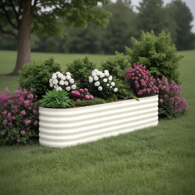 Garvee 8' X 2' X 1.5' Galvanized Steel Raised Garden Beds 2-Pack, Oval Beige Planter Boxes, Rust-Resistant, Open-Base Drainag...