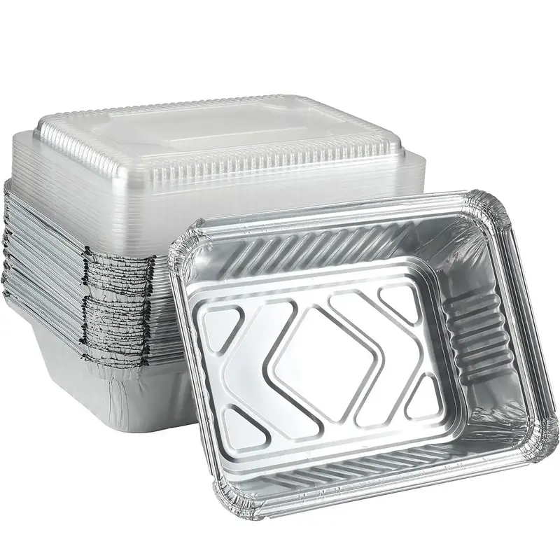 Disposable Aluminum Foil Pans Baking Trays with Transparent Lids, 30pcs Thickened Tin Tray, Bakeware, Food Containers for Roa...