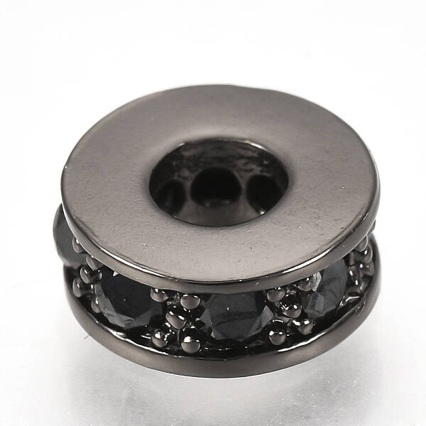 Brass Micro Pave Cubic Zirconia Beads