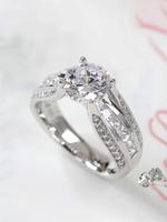 Elegant Rhinestone Decorated Engagement Ring, Princess Ring, Fashion Artificial Zircon Accessories for Women, Trendy All-matc...