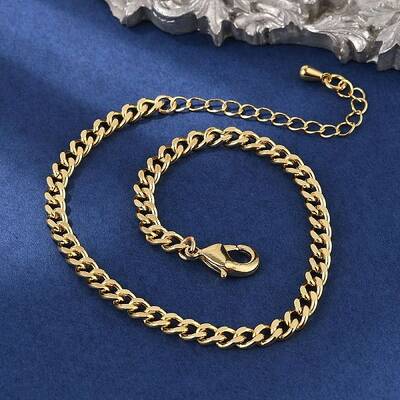 Brass Curb Chain Bracelets for Women Men