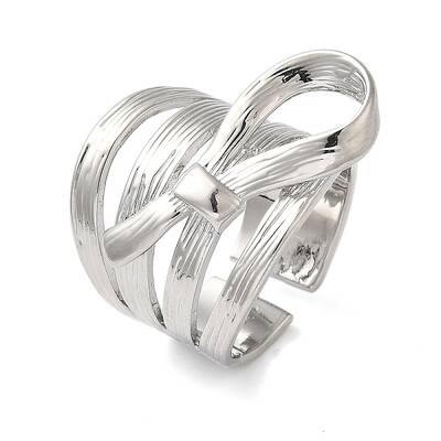 Brass Bowknot Wide Open Cuff Rings for Women