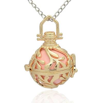 Golden Tone Brass Hollow Round Cage Pendants