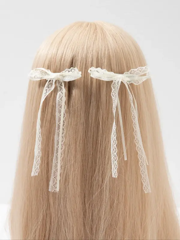 Elegant Trendy Lace Bowknot Decorative Hair Clips for Women, Summer Sweet Cute Bow Hair Clips for Girls, Fashionable Alloy H...