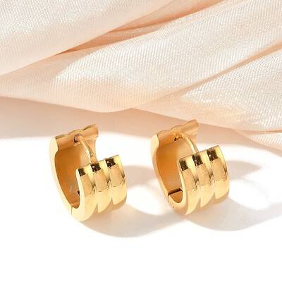 304 Stainless Steel Polishing Effect Hoop Earrings