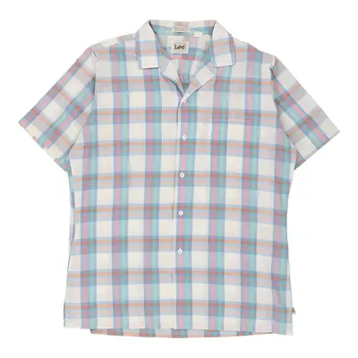 Lee Checked Short Sleeve Shirt - Large White Cotton