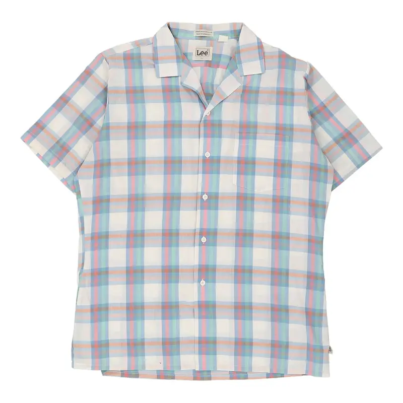 Lee Checked Short Sleeve Shirt - Large White Cotton