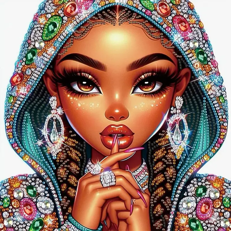 Black Women Pattern DIY Diamond Art Painting Without Frame, DIY 5D Diamond Arts Painting Kit, Wall Art Decor For Home Living ...