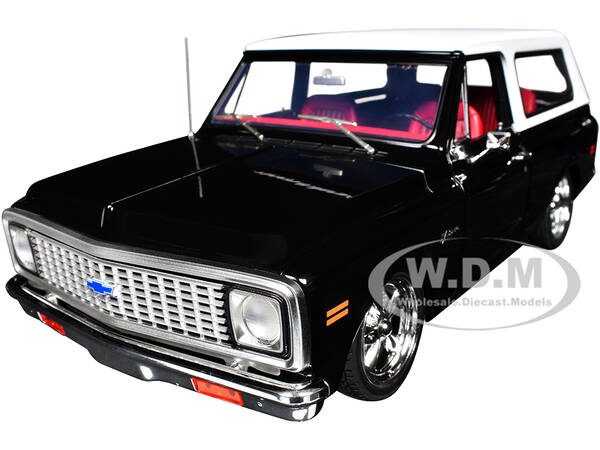 1972 Chevrolet Blazer Custom Black with White Top and Red Interior Limited Edition to 698 pieces Worldwide 1/18 Diecast Model...