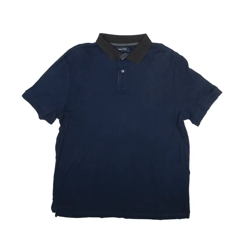 NAUTICA Polo Shirt Blue Short Sleeve Mens L