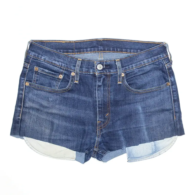 LEVI'S 519 Hi-Ball Denim Blue Regular Cut-Off Shorts Womens M W32