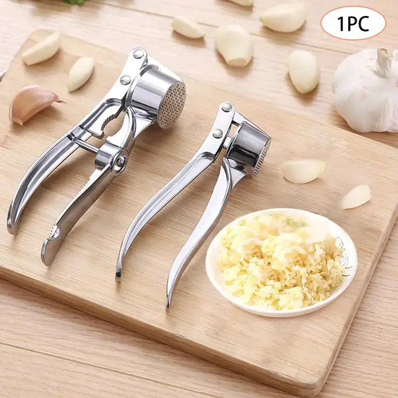Stainless Steel Manual Garlic Press, 1 Count Multifunctional Manual Garlic Masher with Handle, Household Kitchen Gadget