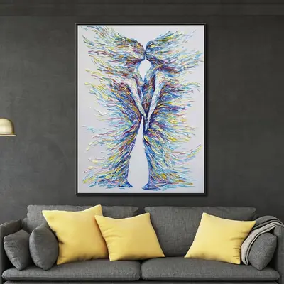 Extra Large Artwork For Wall Couple Painting Love Paintings On Canvas Romantic Wall Art Original Sexy Painting Abstract Paint...