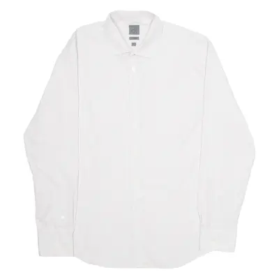 CALVIN KLEIN Slim Fit Non Iron Mens Shirt White Pinstripe Long Sleeve XL