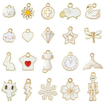 20Pcs 20 Styles Alloy Enamel Pendants
