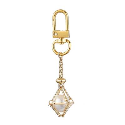Brass Macrame Chain Pouch Round Shell Pearl Holder Pendant Decorations