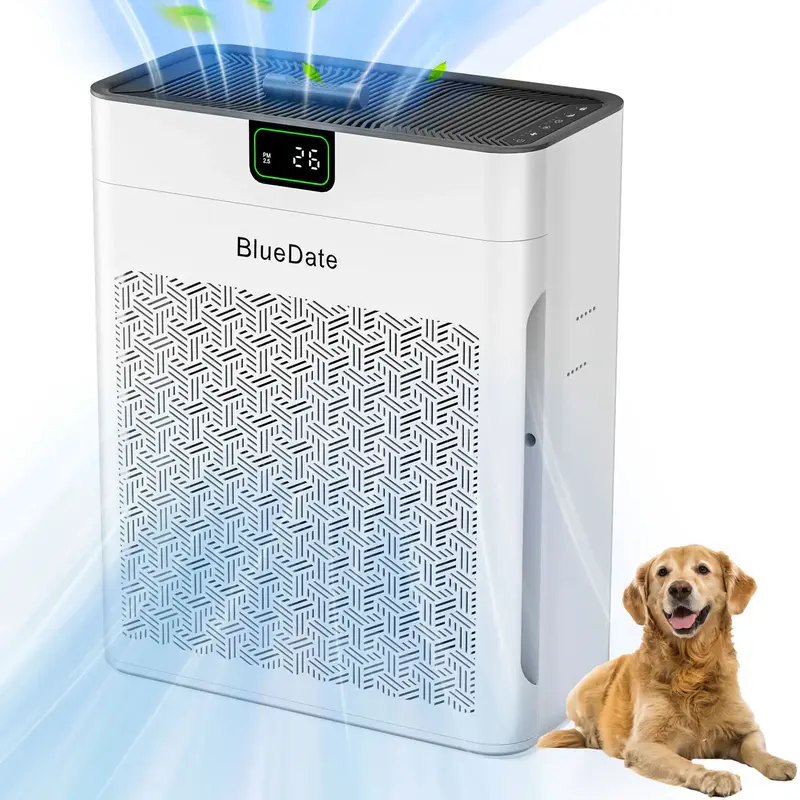 BlueDate Air Purifier for Home Large Room up to 1100 Sq Ft with PM 2.5 Display Air Quality Sensor for Pet Hair, 25dB Sleep Mo...