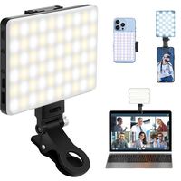 Portable LED Selfie Light with Front & Back Phone Clip, High Power 60 LED 3000MAH Rechargeable, 3 Light Modes Clip on Ring Li...