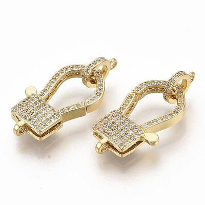 Brass Micro Pave Clear Cubic Zirconia Lobster Claw Clasps