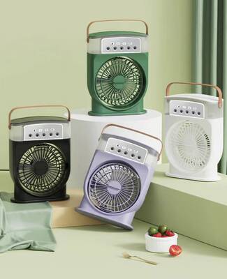 USB Portable Air Conditioner - 5 Spray, 7-Color Light, 600ML Water Tank, Cooling Mist Fan & Humidifier