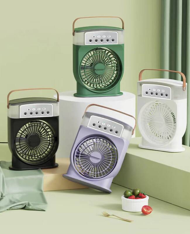 USB Portable Air Conditioner - 5 Spray, 7-Color Light, 600ML Water Tank, Cooling Mist Fan & Humidifier