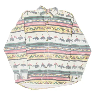 WAVE BOARD Mens Shirt Cream Fair Isle Long Sleeve L