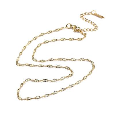 Ion Plating(IP) 304 Stainless Steel Textured Dapped Chain Necklace